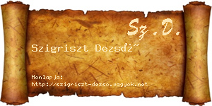 Szigriszt Dezső névjegykártya